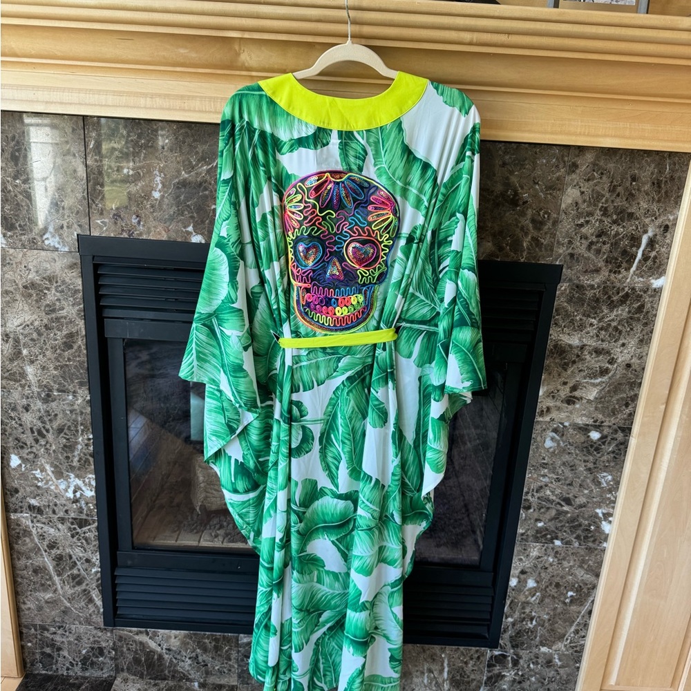 Aromena swim cover up kimono cashmere sugar skull - Picture 3 of 9
